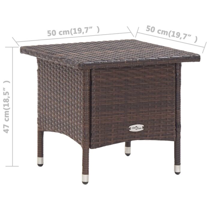 Table à thé Marron 50x50x47 cm Résine tressée – Image 4