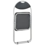 Chaises pliantes à manger lot de 4 noir similicuir – Image 4