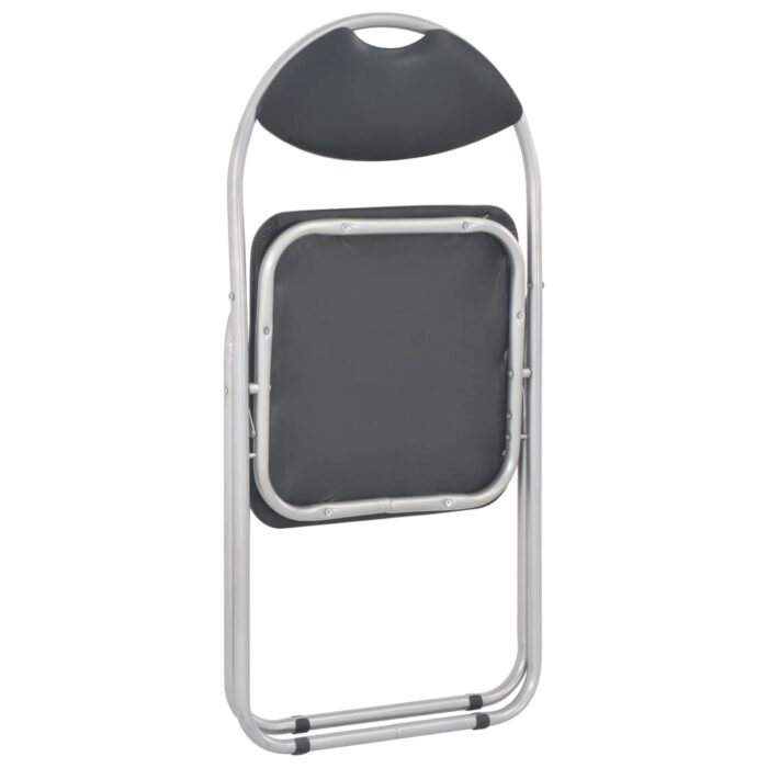 Chaises pliantes à manger lot de 4 noir similicuir – Image 4