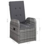 Chaise inclinable de jardin 2pc et coussins Résine tressée Gris – Image 4