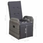 Chaise inclinable de jardin et coussin Résine tressée Gris – Image 2