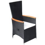 Chaise inclinable de jardin 2pc et coussins Résine tressée Noir – Image 2