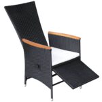 Chaise inclinable de jardin 2pc et coussins Résine tressée Noir – Image 3