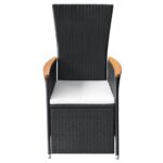 Chaise inclinable de jardin 2pc et coussins Résine tressée Noir – Image 4