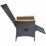 Chaise inclinable de jardin 2pc et coussins Résine tressée Noir – Image 5