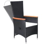Chaise inclinable de jardin 2pc et coussins Résine tressée Noir – Image 6