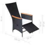 Chaise inclinable de jardin 2pc et coussins Résine tressée Noir – Image 8