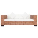 Ensemble de canapés 2 pcs avec coussins Rotin naturel – Image 5