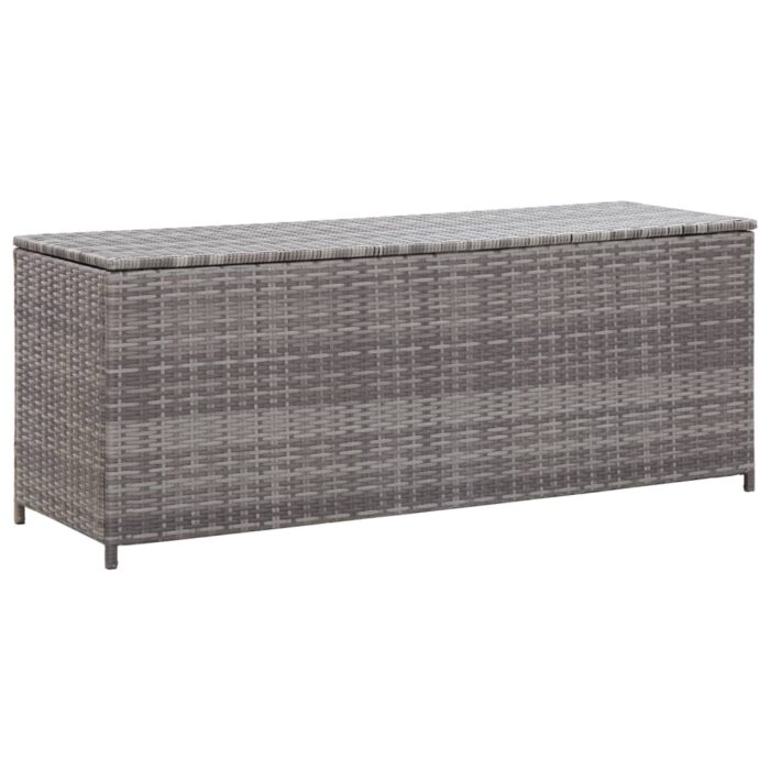 Boîte de rangement de jardin gris 120x50x60 cm résine tressée – Image 1