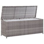 Boîte de rangement de jardin gris 120x50x60 cm résine tressée – Image 2