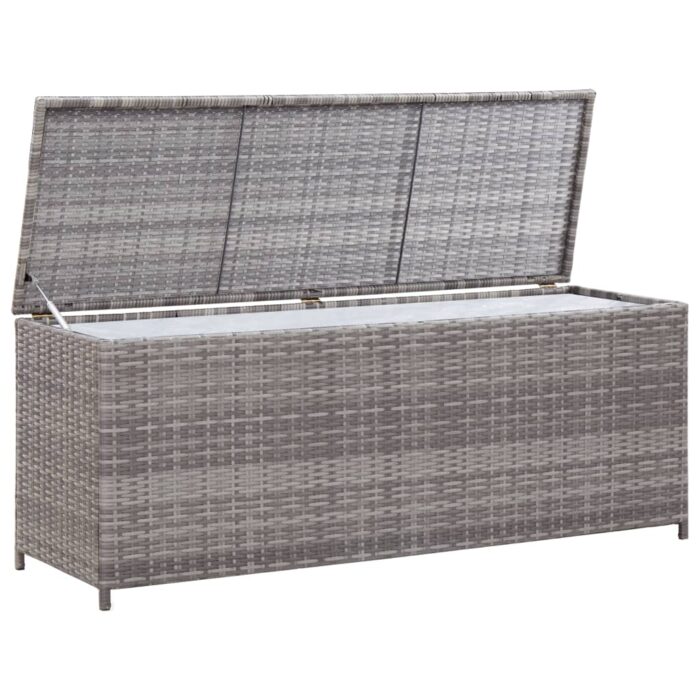 Boîte de rangement de jardin gris 120x50x60 cm résine tressée – Image 2