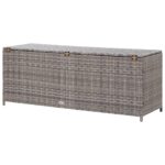 Boîte de rangement de jardin gris 120x50x60 cm résine tressée – Image 4