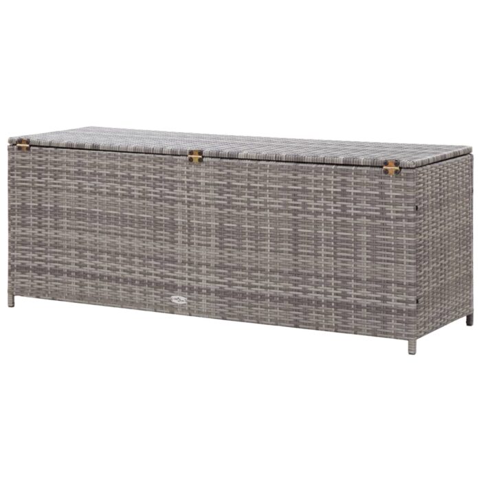 Boîte de rangement de jardin gris 120x50x60 cm résine tressée – Image 4