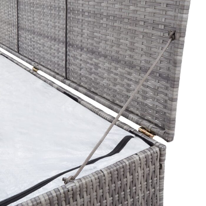 Boîte de rangement de jardin gris 120x50x60 cm résine tressée – Image 5