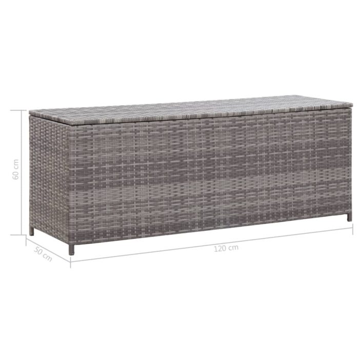 Boîte de rangement de jardin gris 120x50x60 cm résine tressée – Image 7