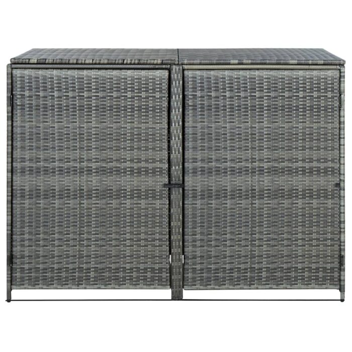 Abri de poubelle double Résine tressée Anthracite 148x77x111cm – Image 2