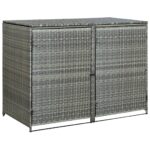 Abri de poubelle double Résine tressée Anthracite 148x77x111cm – Image 3