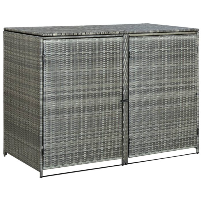 Abri de poubelle double Résine tressée Anthracite 148x77x111cm – Image 3