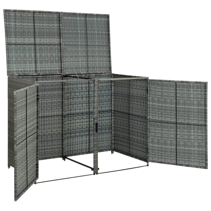 Abri de poubelle double Résine tressée Anthracite 148x77x111cm – Image 5