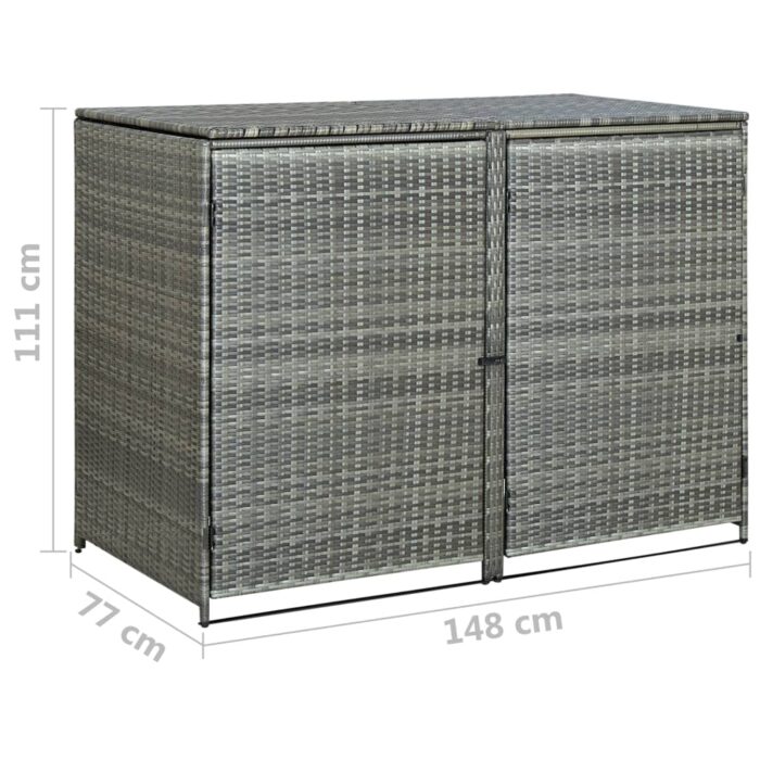 Abri de poubelle double Résine tressée Anthracite 148x77x111cm – Image 8