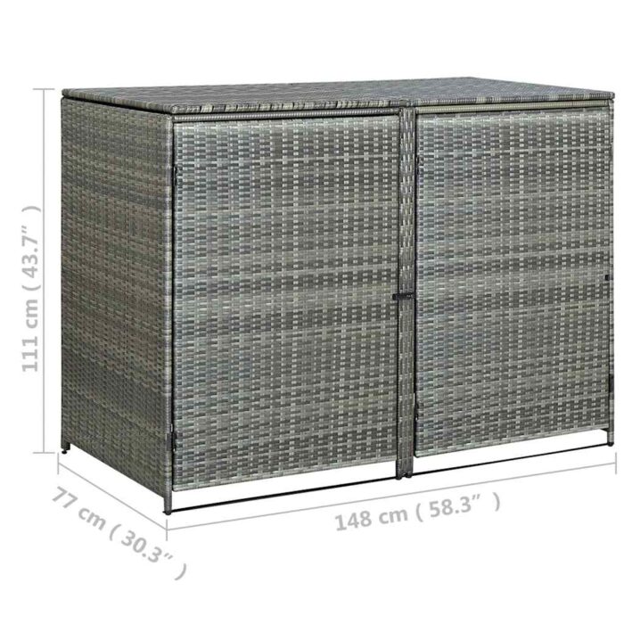 Abri de poubelle double Résine tressée Anthracite 148x77x111cm – Image 9