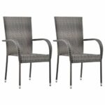 Chaises empilables d'extérieur lot de 2 Gris Résine tressée
