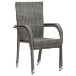 Chaises empilables d'extérieur lot de 2 Gris Résine tressée – Image 2