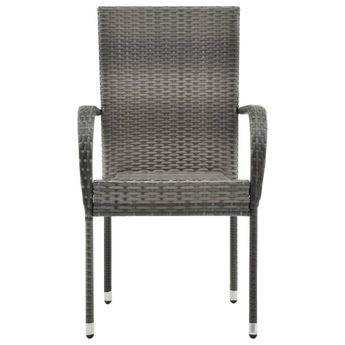 Chaises empilables d'extérieur lot de 2 Gris Résine tressée – Image 3