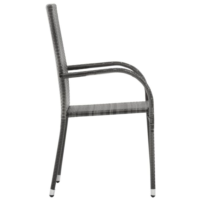 Chaises empilables d'extérieur lot de 2 Gris Résine tressée – Image 4