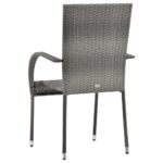 Chaises empilables d'extérieur lot de 2 Gris Résine tressée – Image 5