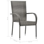 Chaises empilables d'extérieur lot de 2 Gris Résine tressée – Image 9