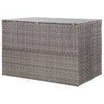 Boîte de rangement de jardin gris 150x100x100 cm résine tressée – Image 2