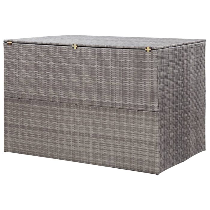 Boîte de rangement de jardin gris 150x100x100 cm résine tressée – Image 2