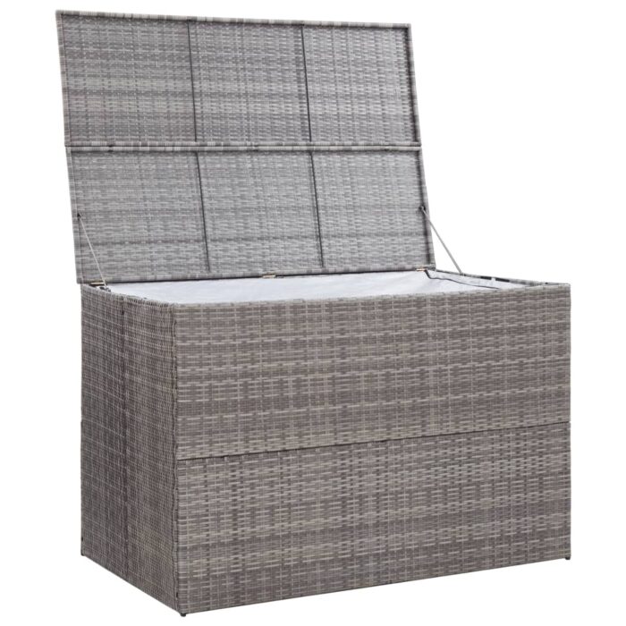 Boîte de rangement de jardin gris 150x100x100 cm résine tressée – Image 3