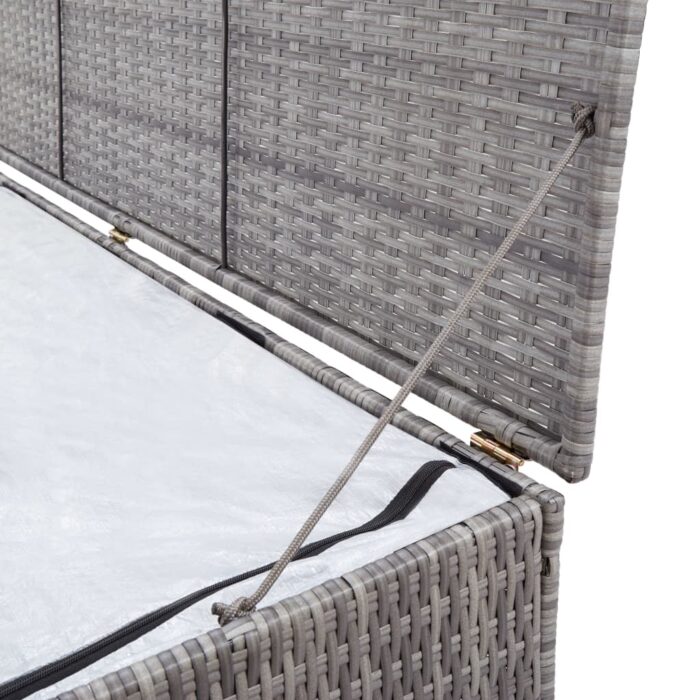 Boîte de rangement de jardin gris 150x100x100 cm résine tressée – Image 5