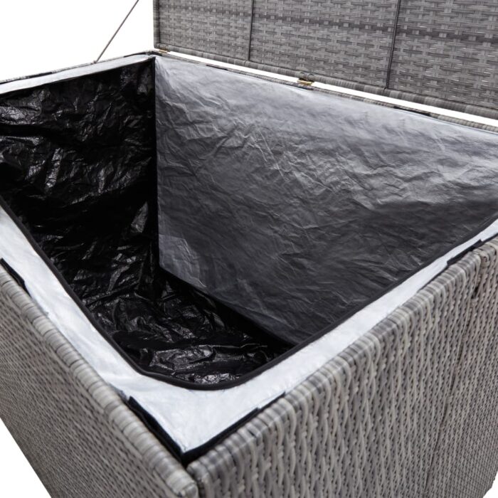 Boîte de rangement de jardin gris 150x100x100 cm résine tressée – Image 6