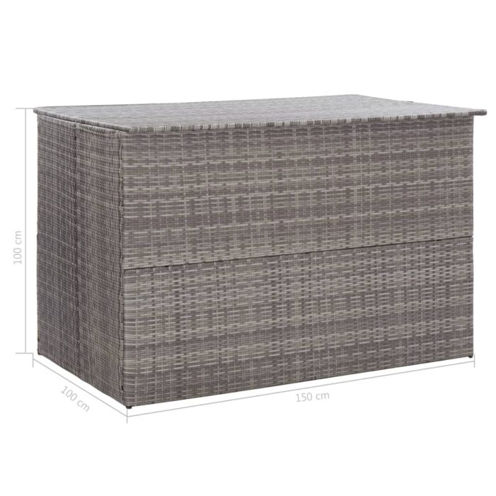 Boîte de rangement de jardin gris 150x100x100 cm résine tressée – Image 8