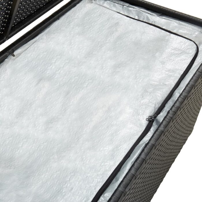 Boîte de rangement de jardin résine tressée 100x50x50 cm noir – Image 5