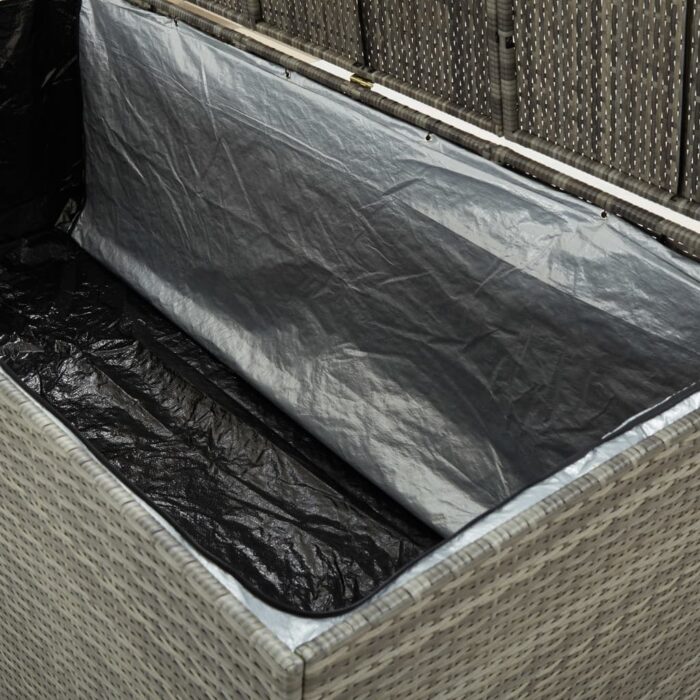 Boîte de rangement de jardin résine tressée 180x90x70 cm gris – Image 2