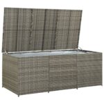 Boîte de rangement de jardin résine tressée 180x90x70 cm gris – Image 3
