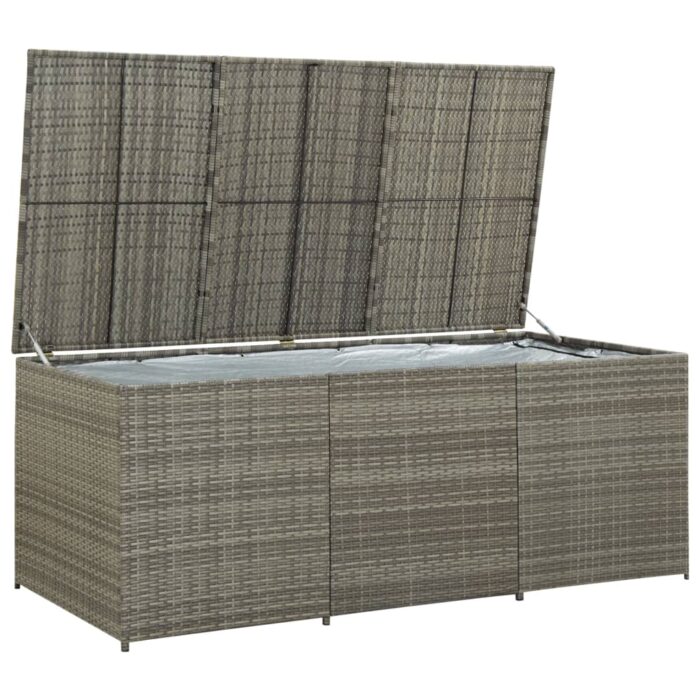Boîte de rangement de jardin résine tressée 180x90x70 cm gris – Image 3