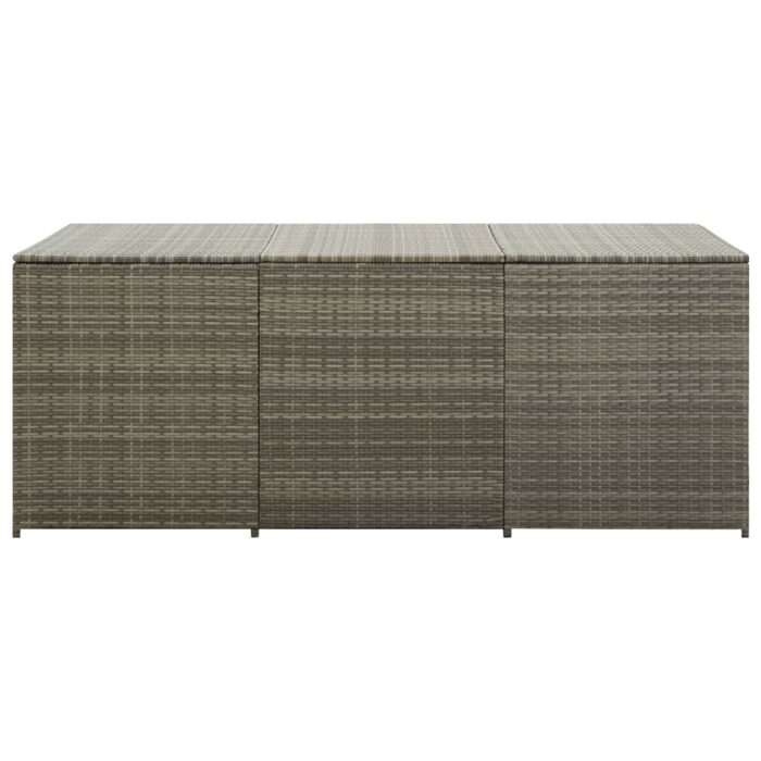 Boîte de rangement de jardin résine tressée 180x90x70 cm gris – Image 4