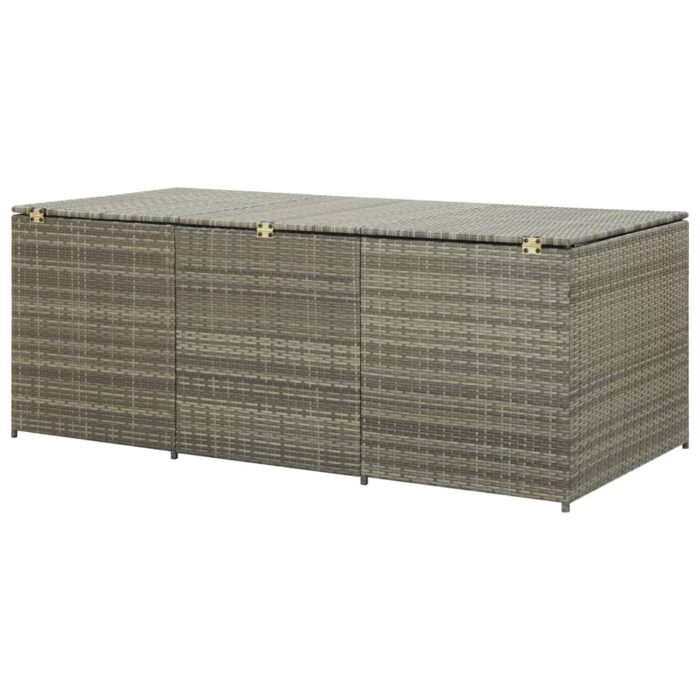 Boîte de rangement de jardin résine tressée 180x90x70 cm gris – Image 6