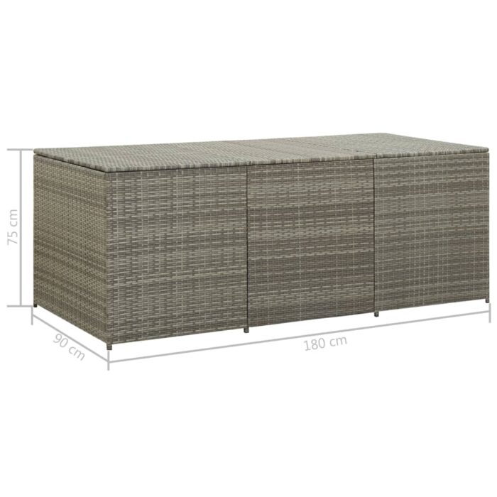 Boîte de rangement de jardin résine tressée 180x90x70 cm gris – Image 7
