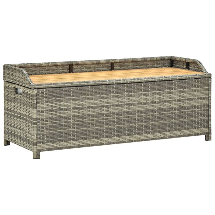 Banc de rangement de jardin 120 cm Résine tressée Gris – Image 1