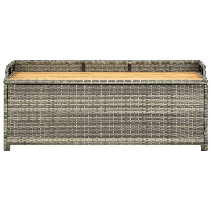Banc de rangement de jardin 120 cm Résine tressée Gris – Image 3