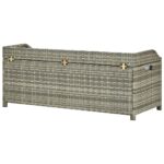 Banc de rangement de jardin 120 cm Résine tressée Gris – Image 5