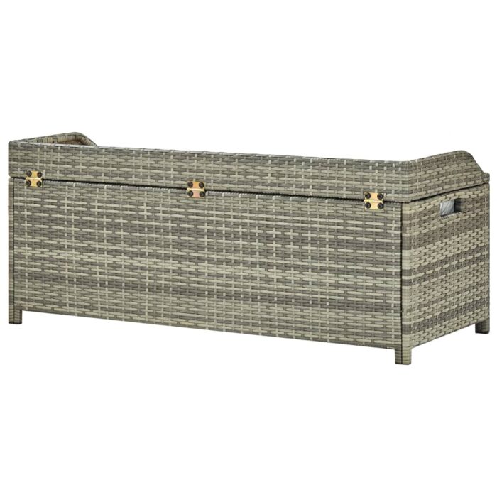 Banc de rangement de jardin 120 cm Résine tressée Gris – Image 5