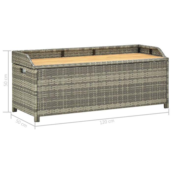 Banc de rangement de jardin 120 cm Résine tressée Gris – Image 7