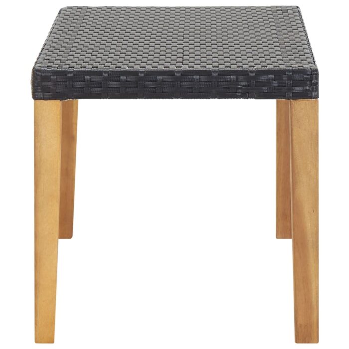 Banc de jardin 120 cm Noir Résine tressée et bois d'acacia – Image 2